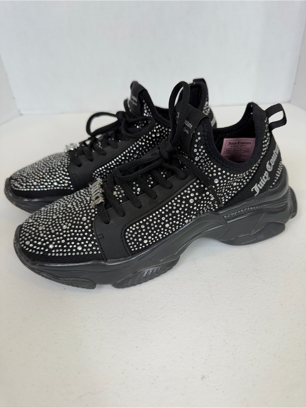 Juicy Couture Rhinestone Studded Chunky Sneakers Black Y2K Size 9